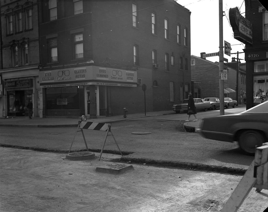 Roadwork on Liberty Avenue at Cedarville Street, 1970.