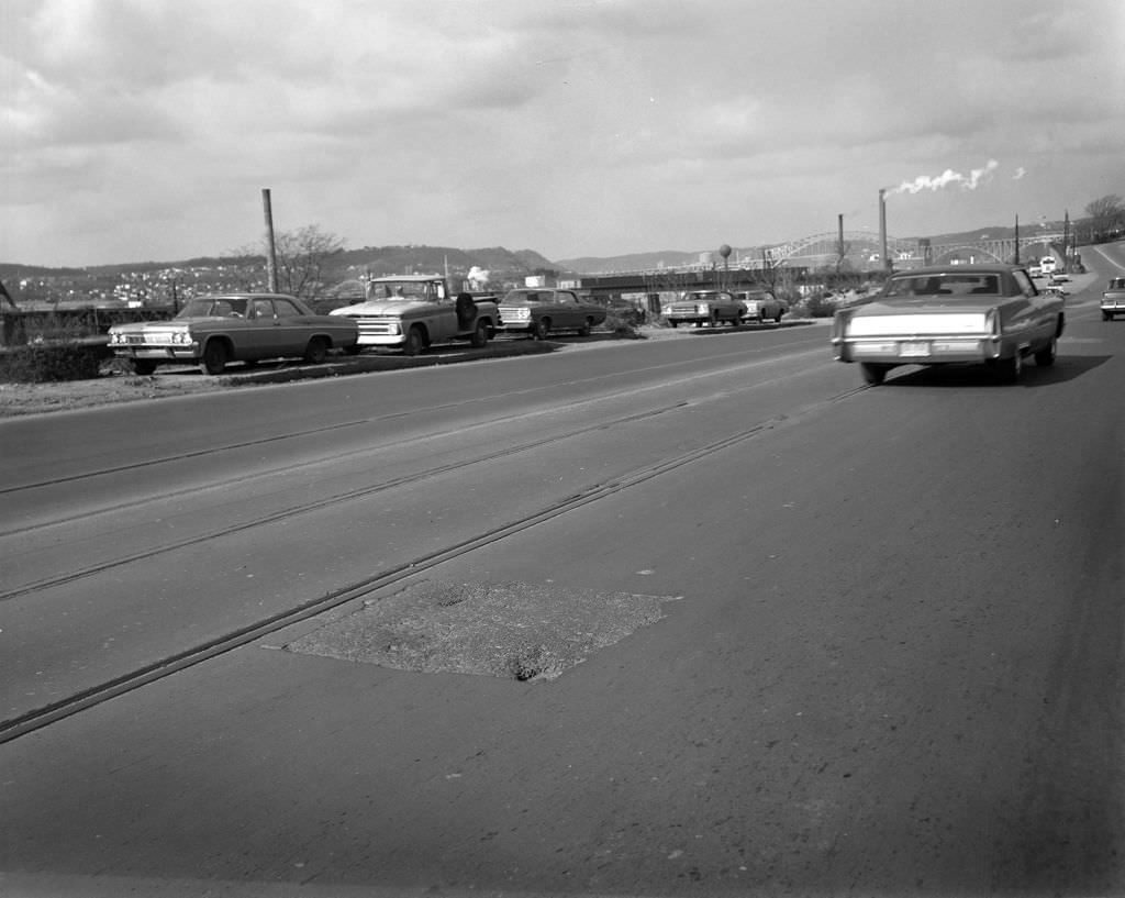 California Avenue featuring distant McKees Rocks Bridge, 1970.