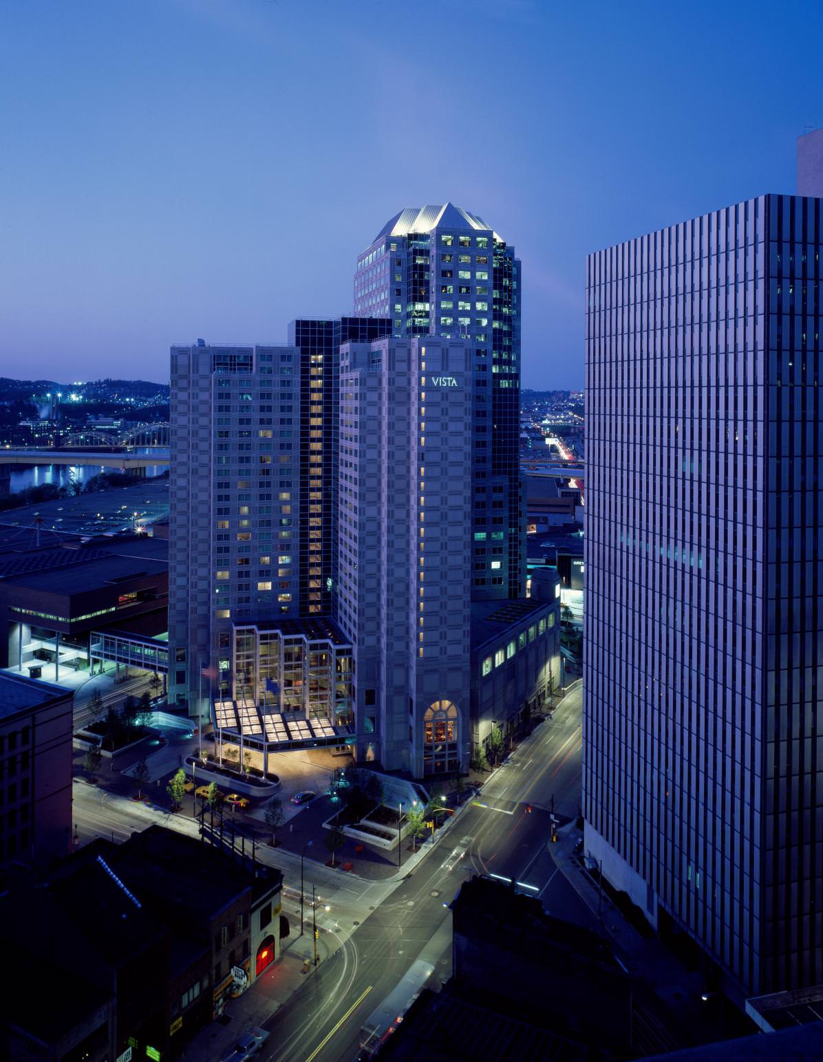 Dusk view of Pittsburgh, Pennsylvania, 1980.