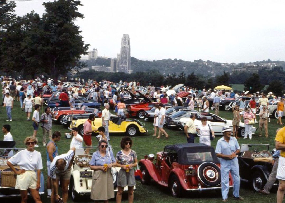 A car show at Schenley Park in 1990.