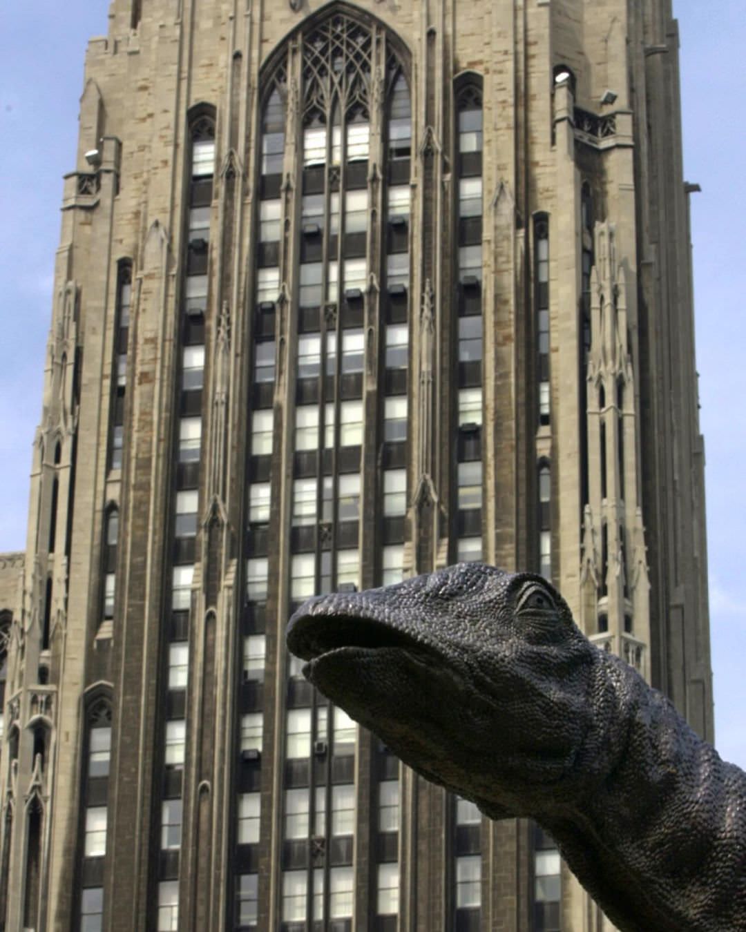 Dippy the Dinosaur after its unveiling in 1999. The sculpture was created to celebrate the 100 year anniversary of the discovery of dinosaur fossils in Wyoming.