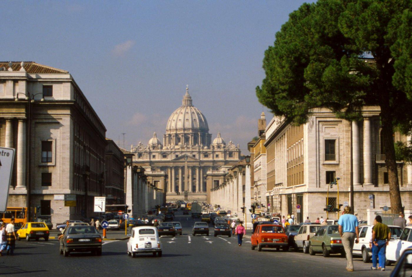 View of St. Peter's Basilica and Via della Conciliazione, Rome, 1980s