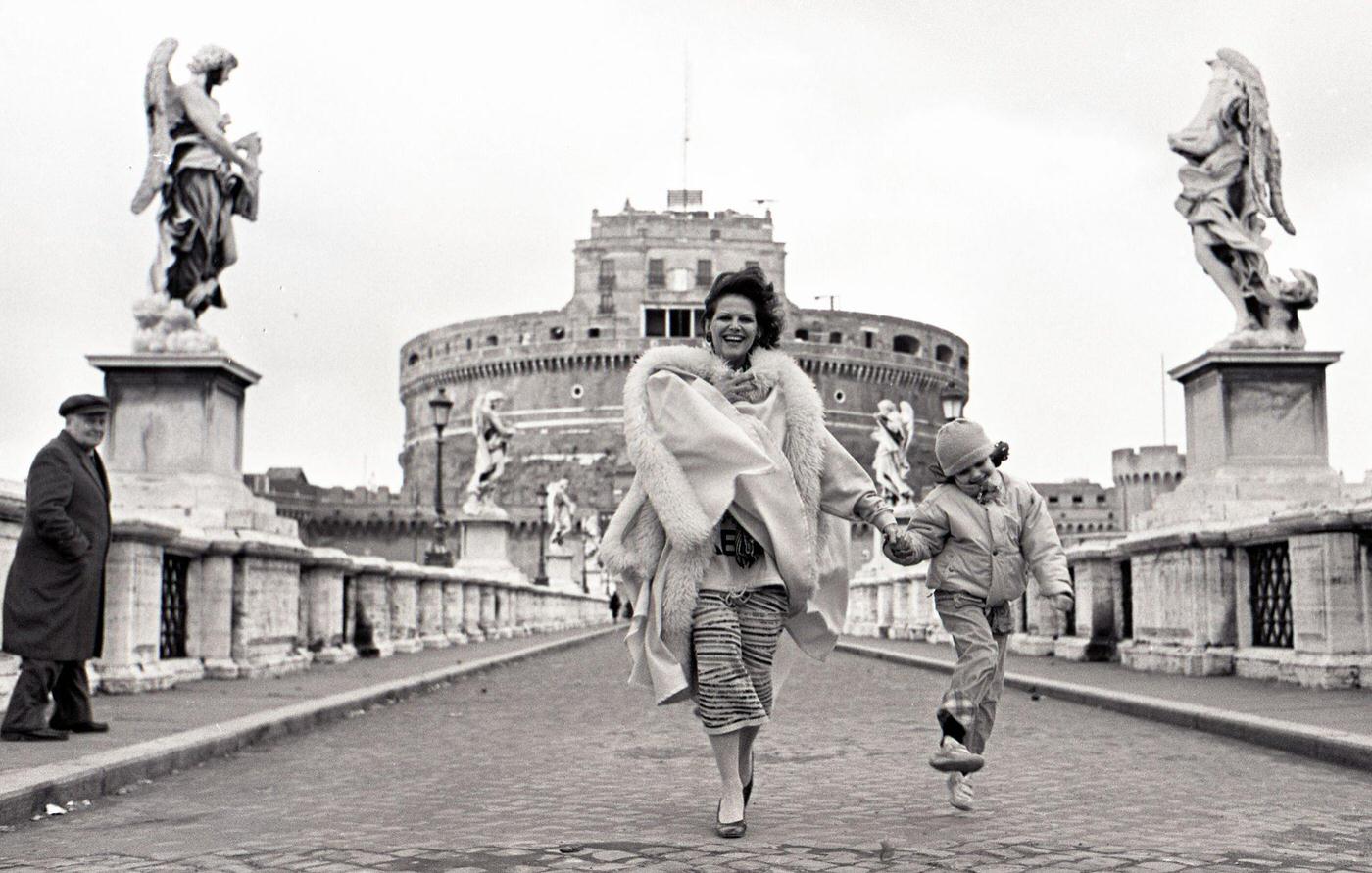 Claudia Cardinale and Daughter Claudine at Castel Sant'Angelo in Rome, 1985