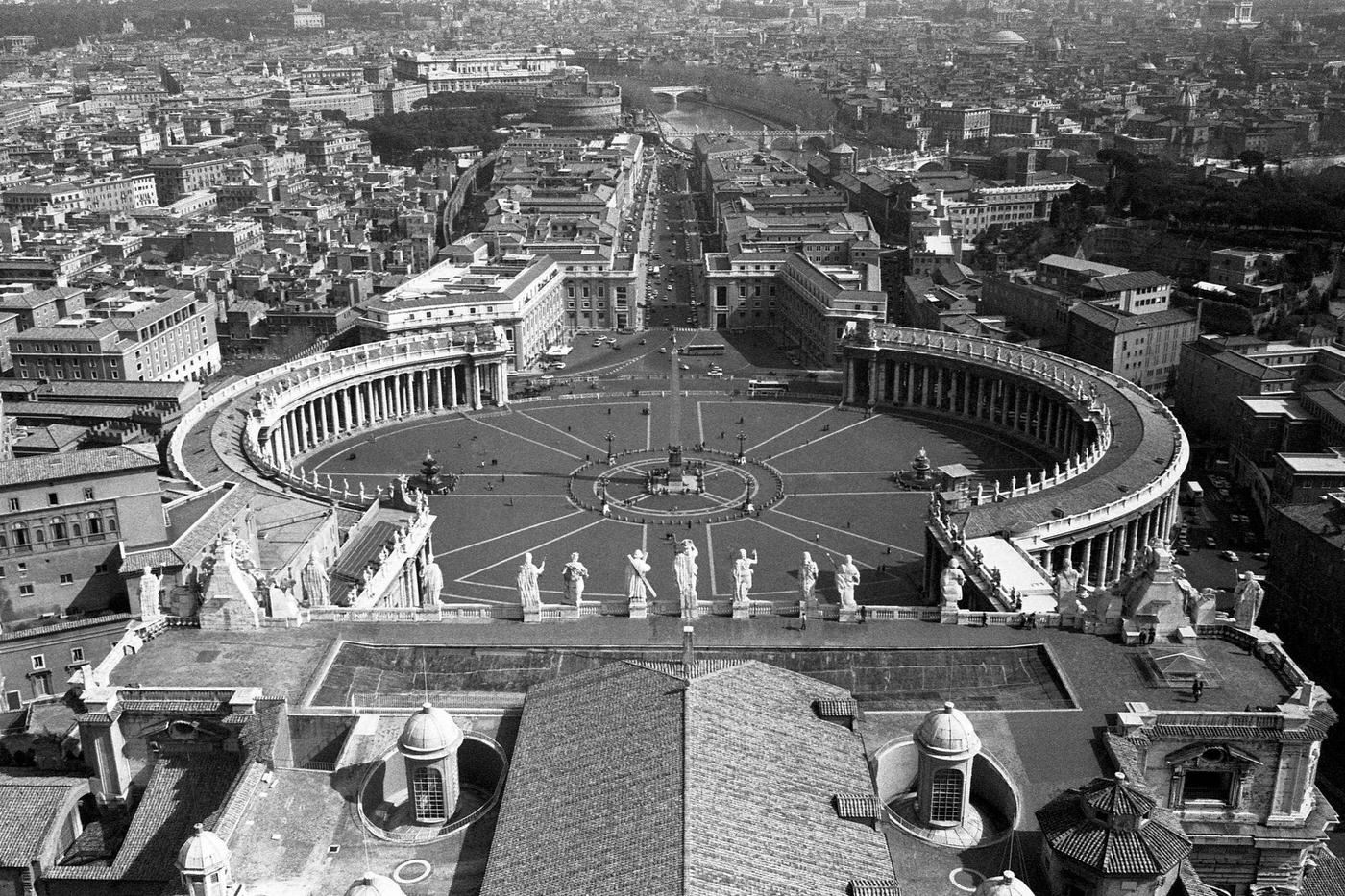 Aerial View of St Peter's Square from the Dome, Vatican City, 1985