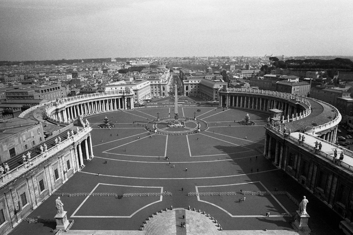 Aerial View of St Peter's Square from the Dome, Vatican City, 1985