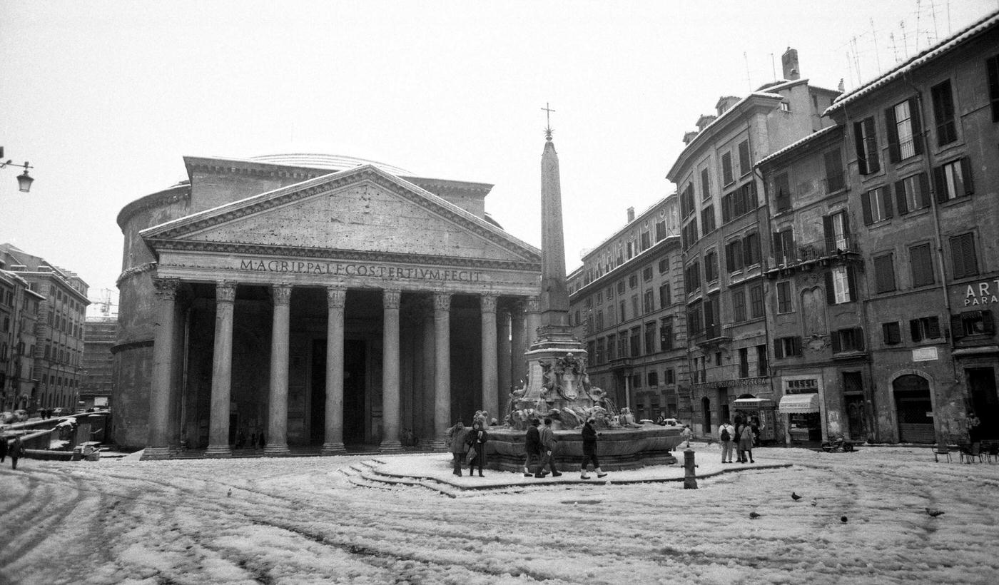 Pantheon Square Covered in Snow, Rome, 1986