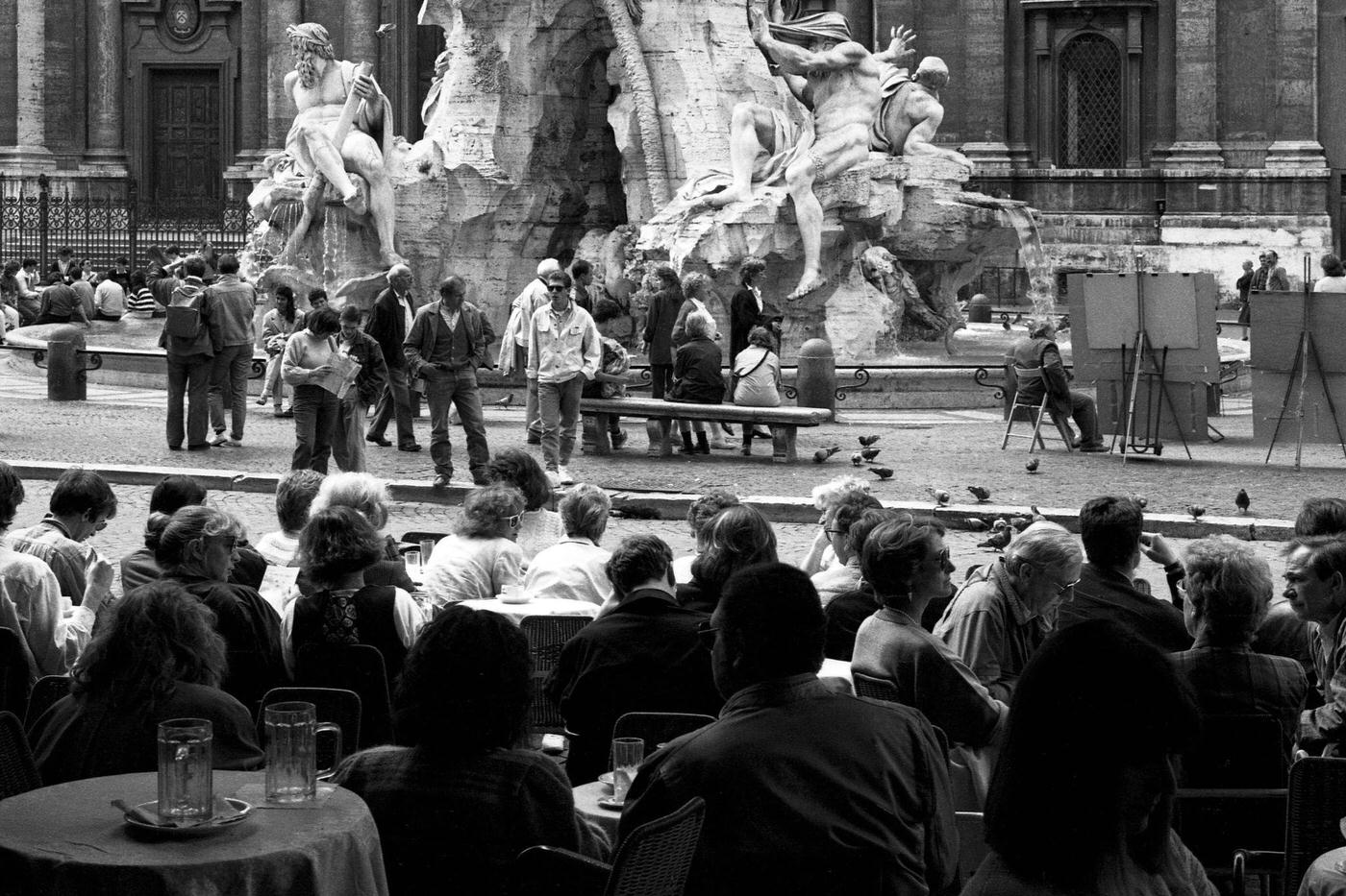 Piazza Navona Featuring Fountain of the Four Rivers and Church of Sant'Agnese, Rome, 1986