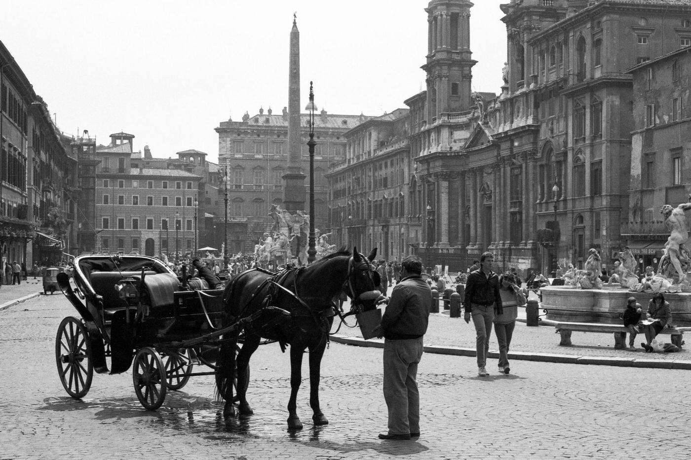 Horse and Carriage in Piazza Navona, Rome, 1986