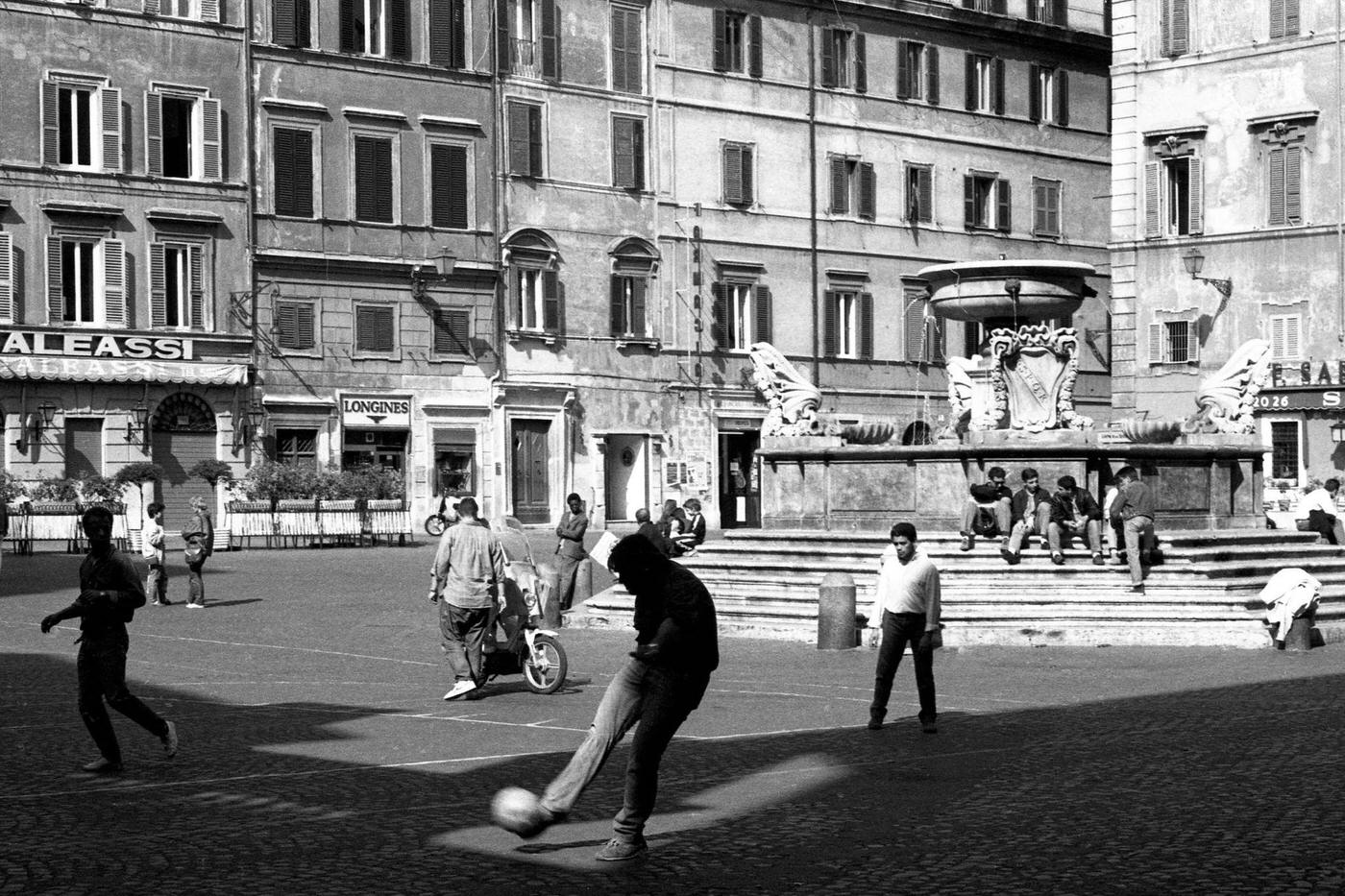 Soccer Play in Piazza di Santa Maria in Trastevere, Rome, 1986