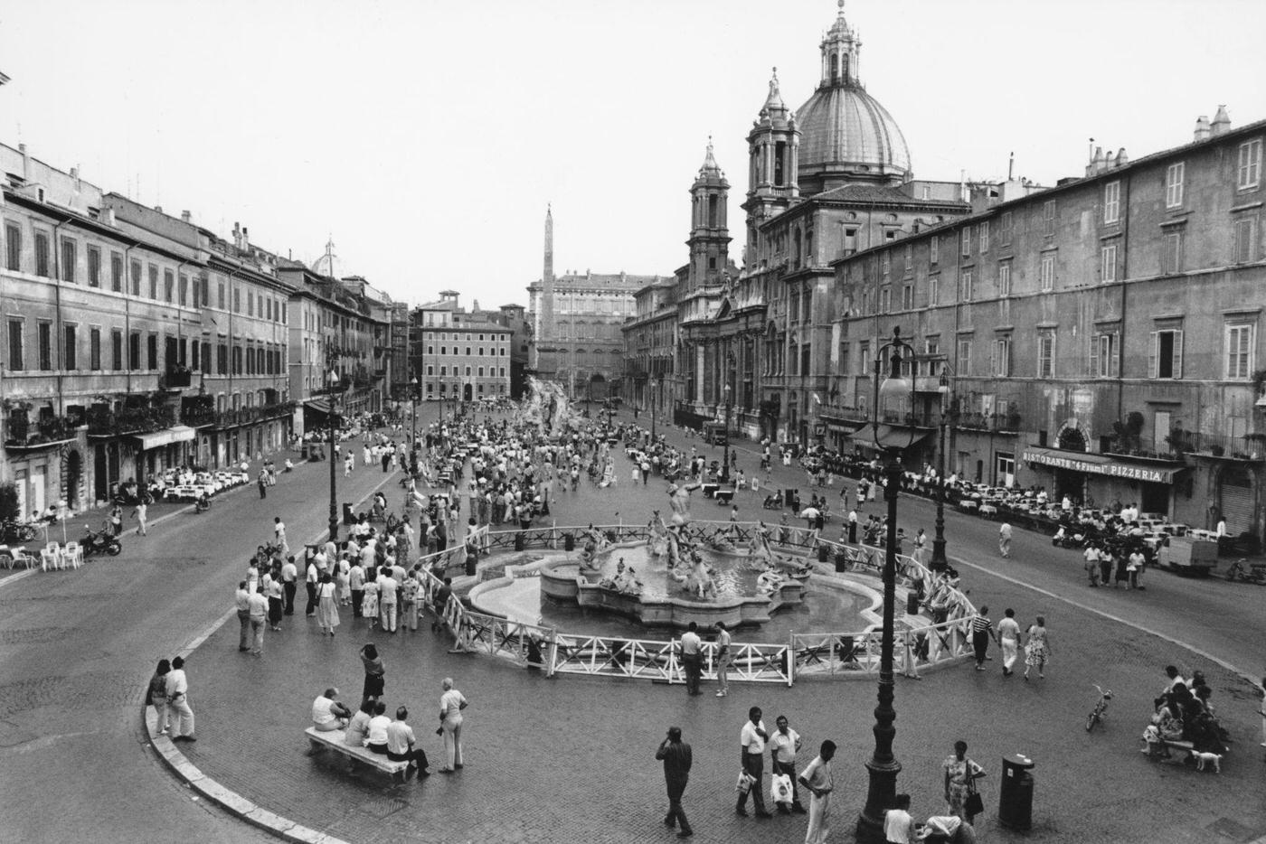 Four Rivers Fountain in Piazza Navona, Rome, 1989