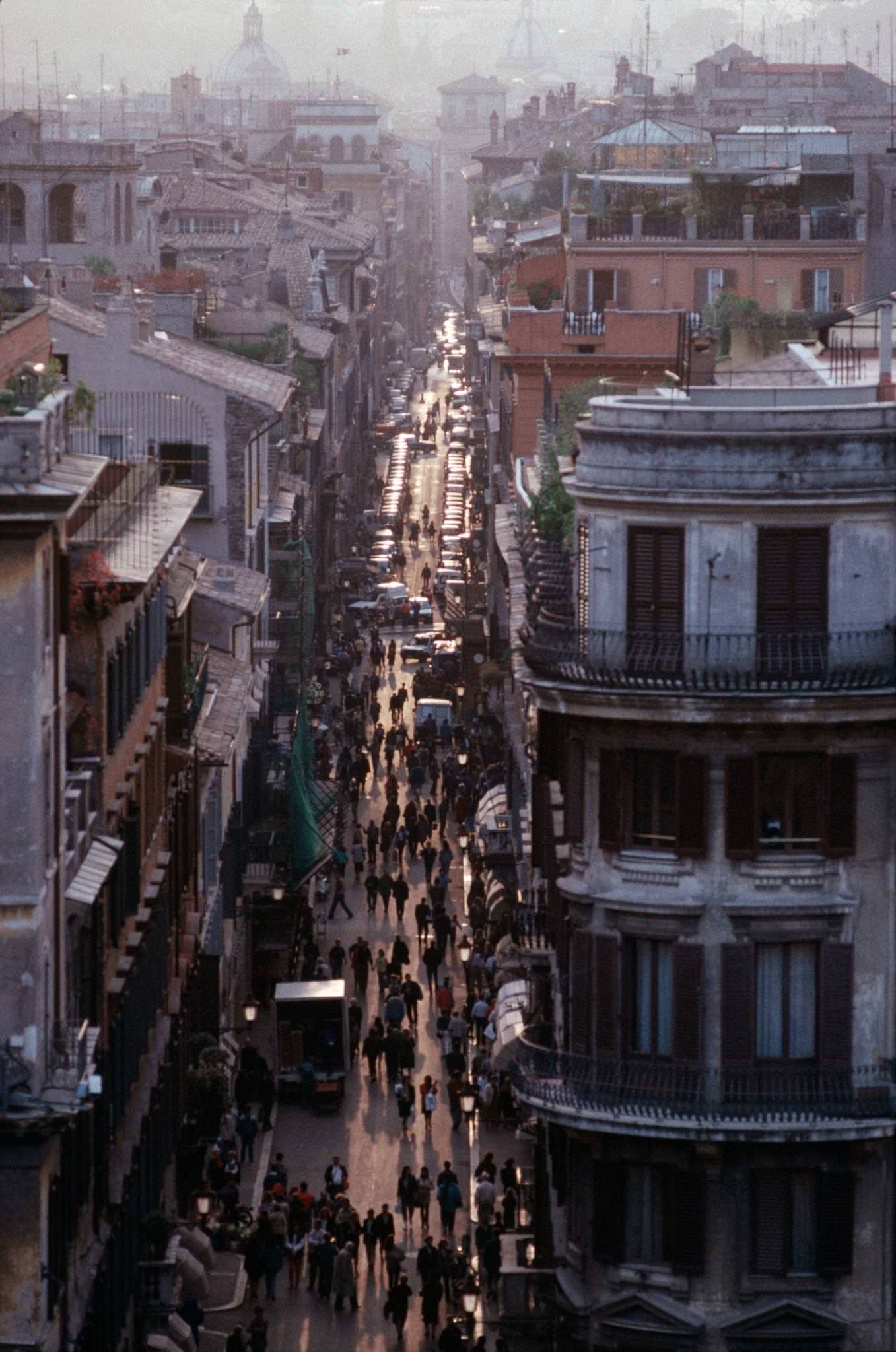 Aerial View of Via Condotti in Rome, 1989