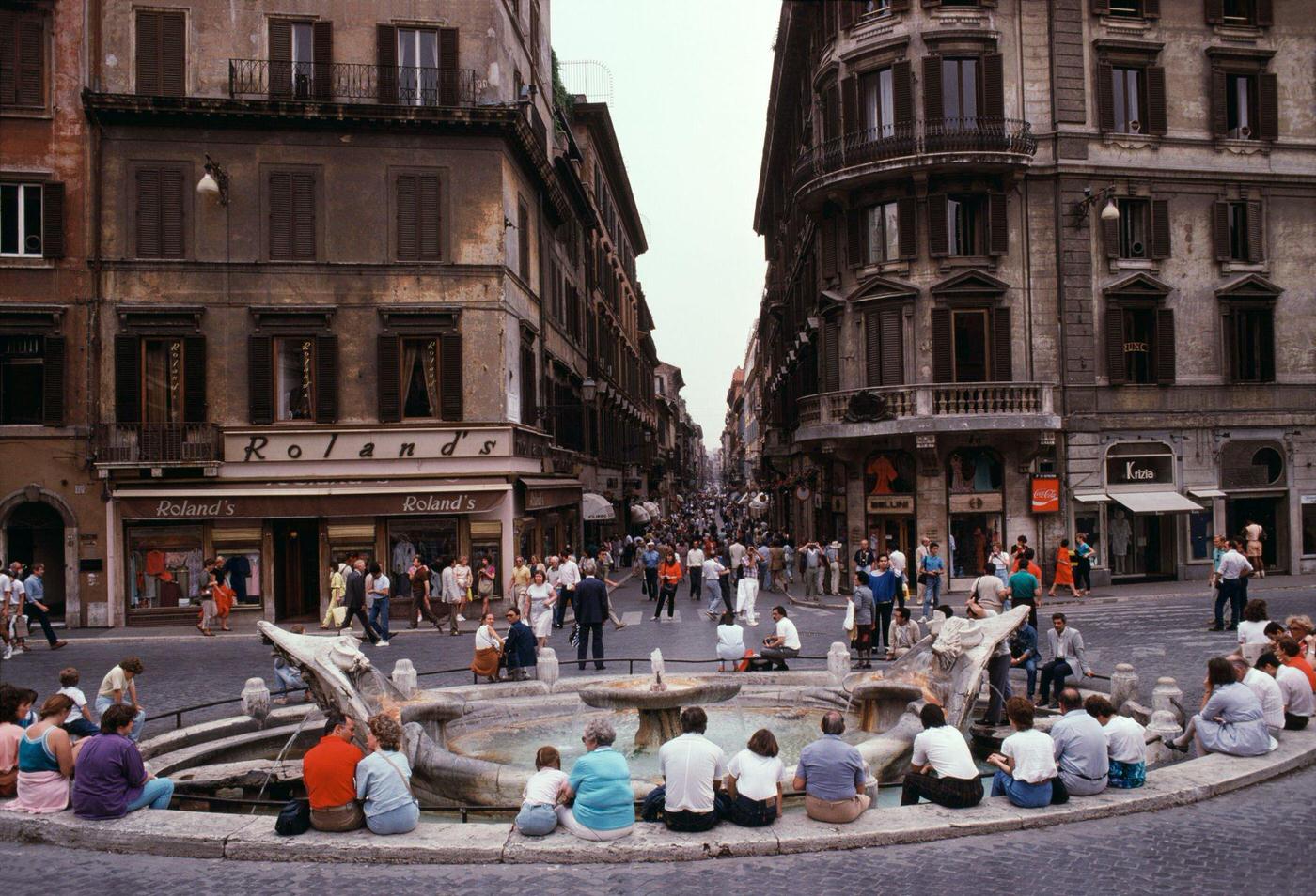 Barcaccia Fountain in Piazza di Spagna, Rome, 1985