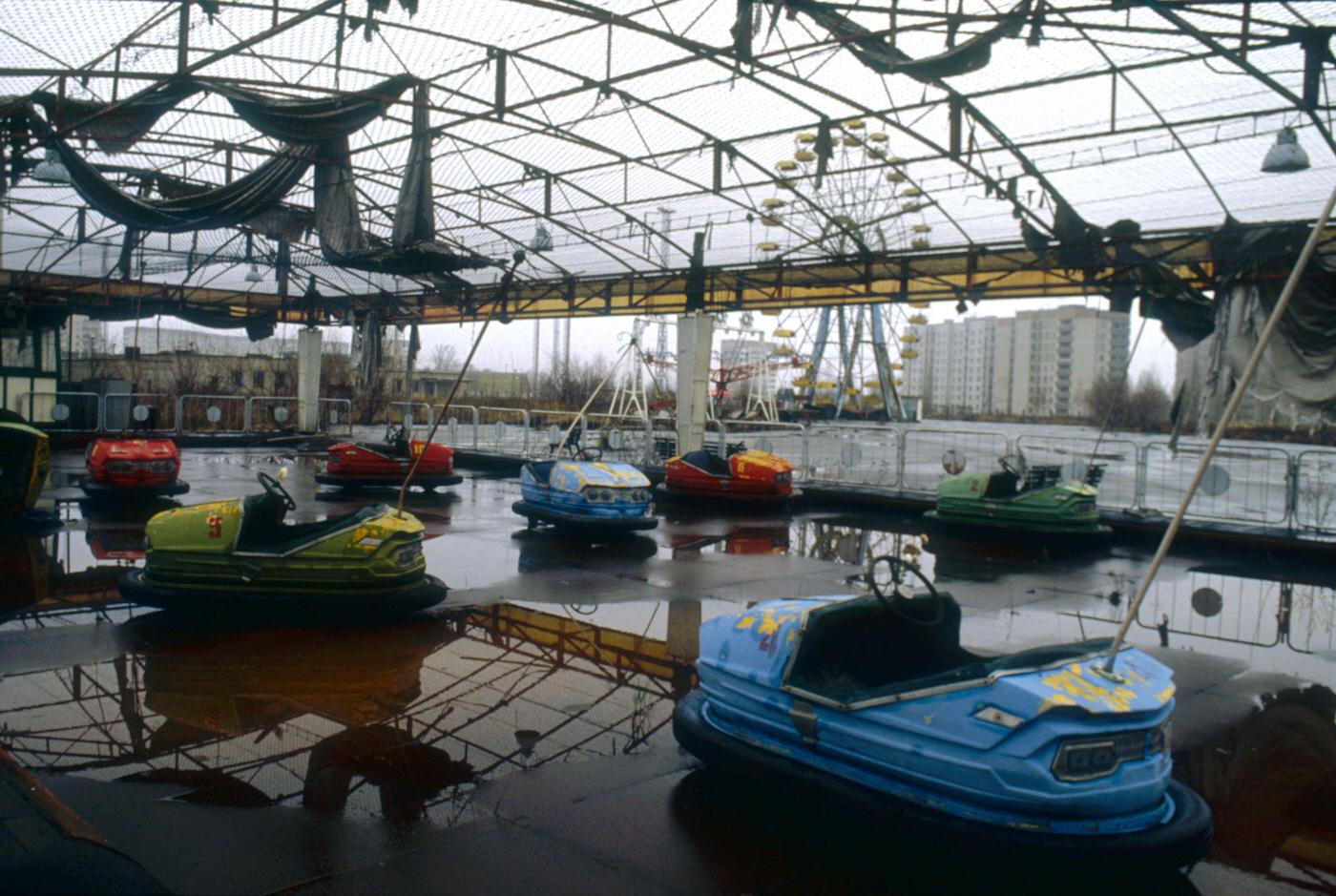 Abandoned Bumper Cars in Pripyat Near Chernobyl, 1995