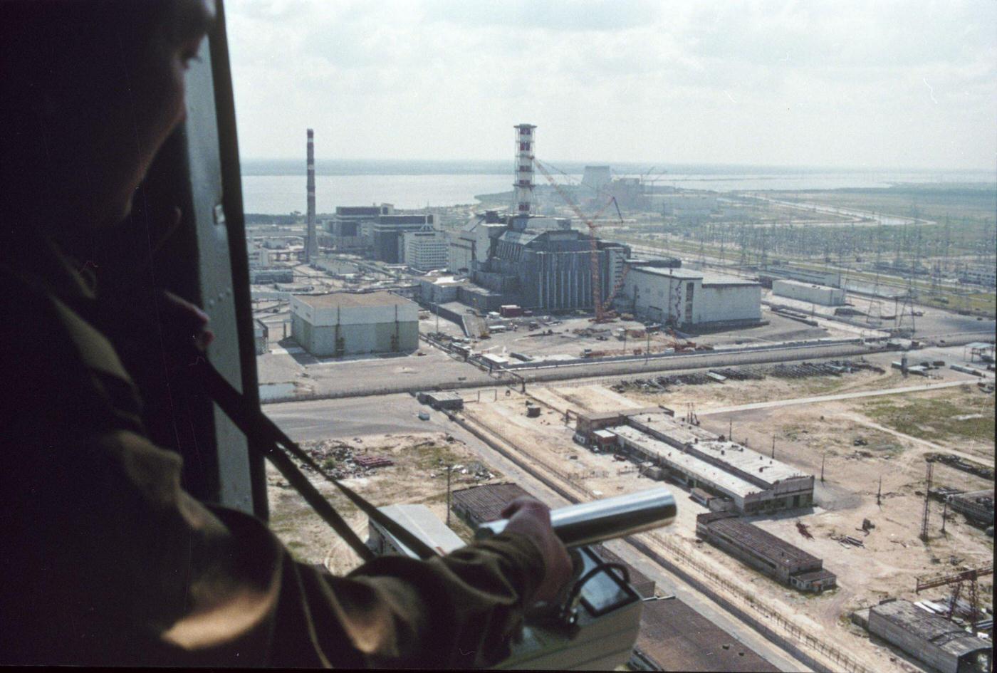 Aerial View of Chernobyl Nuclear Plant, Four Years After the Disaster, 1990