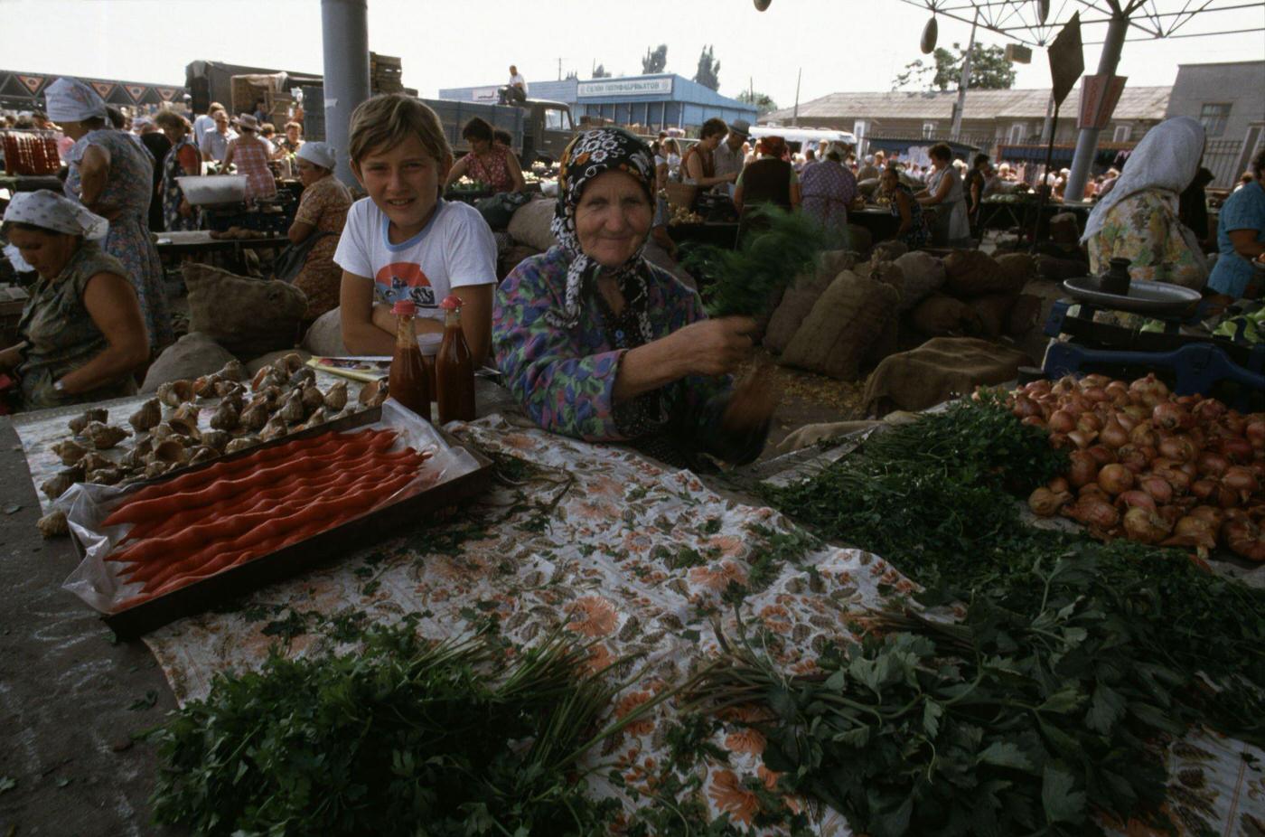 Fruit and Vegetable Vendor at Odessa Market, 1990