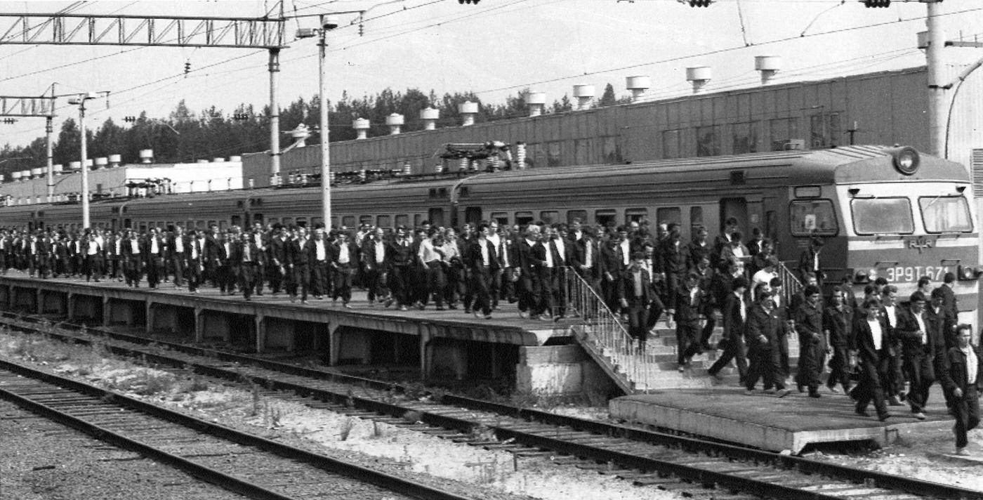 Workers Arrive at Slavutich Station, Four Years After Chernobyl, 1990