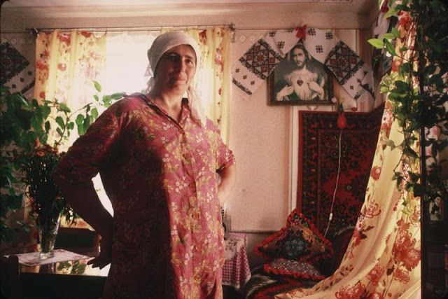 Christian woman at home, Lviv, Ukraine, 1991
