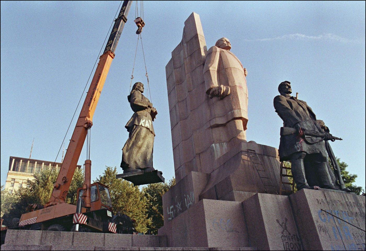 Statue Removed from Liberty Square, Formerly Lenin Square, in Central Kiev, 1991