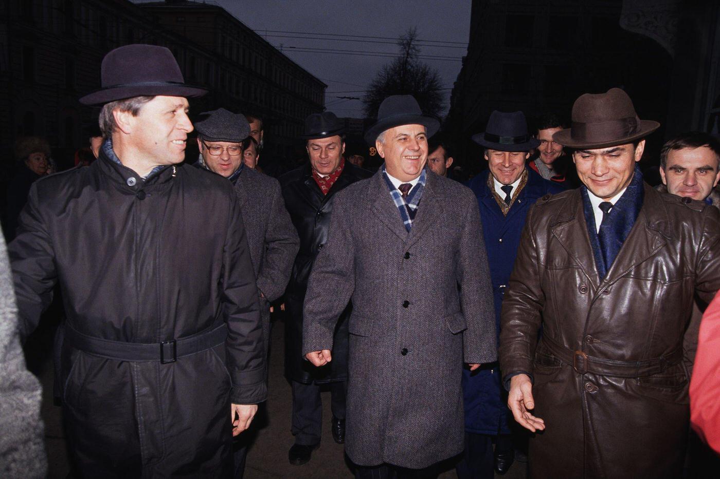 President Leonid Kravchuk Exits Polling Station During Ukrainian Independence Vote, 1991
