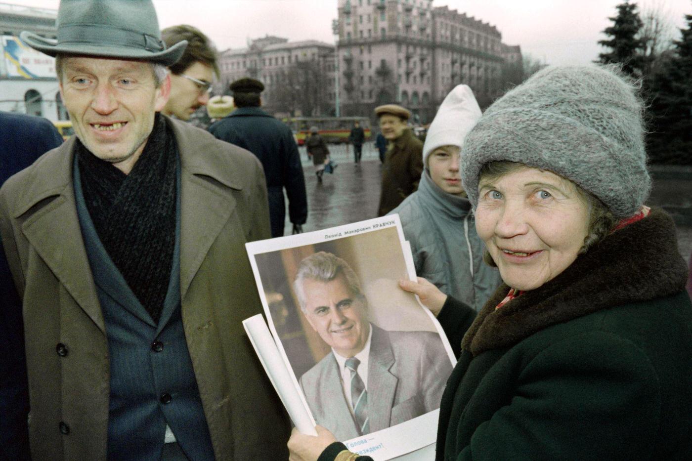 Supporters Hold Effigy of Leonid Kravchuk During Pro-Independence Rally in Kiev, 1991