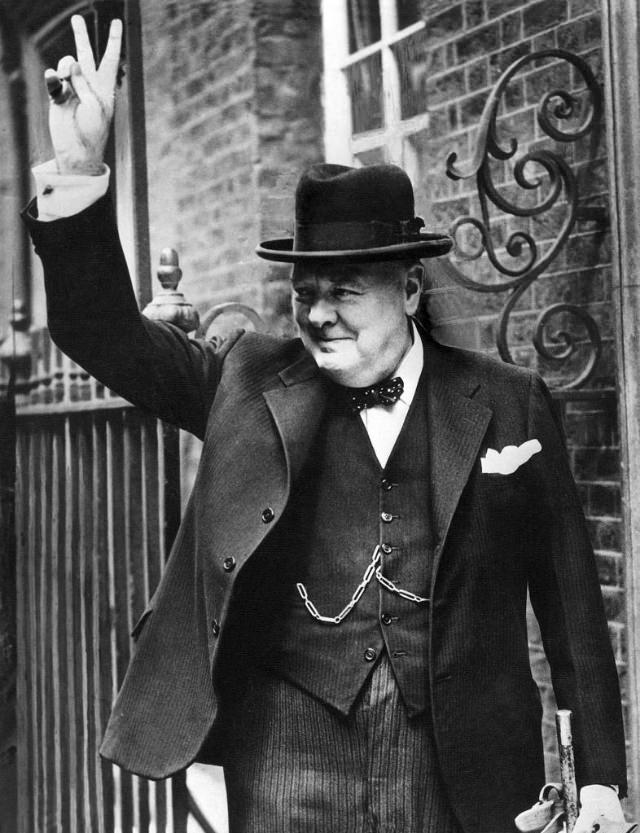 The British Prime Minister Winston Churchill’s Trademark “V for Victory” Sign: A Symbol in Wartime