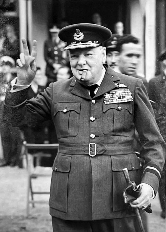 The British Prime Minister Winston Churchill’s Trademark “V for Victory” Sign: A Symbol in Wartime