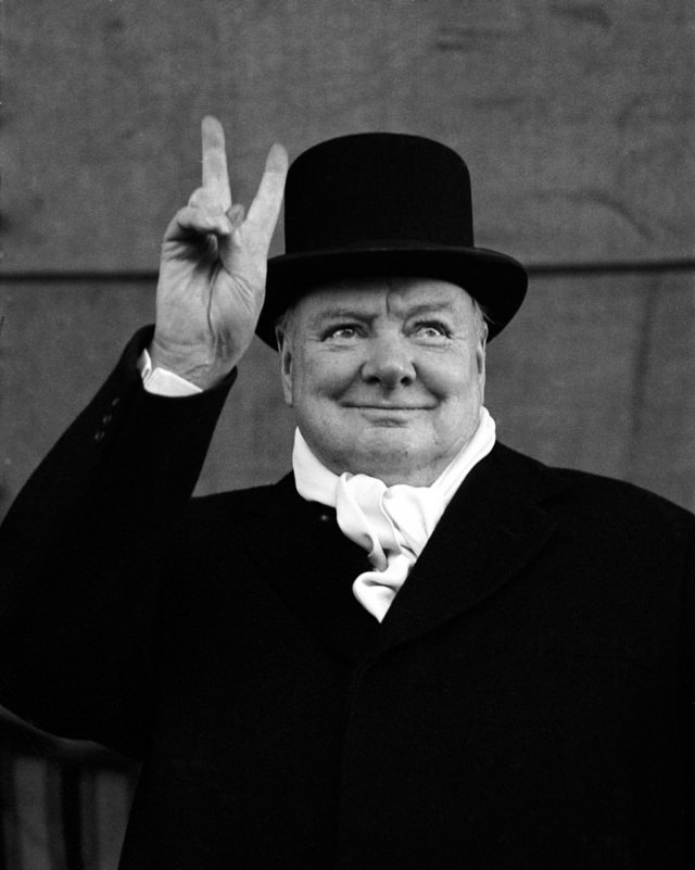 The British Prime Minister Winston Churchill’s Trademark “V for Victory” Sign: A Symbol in Wartime