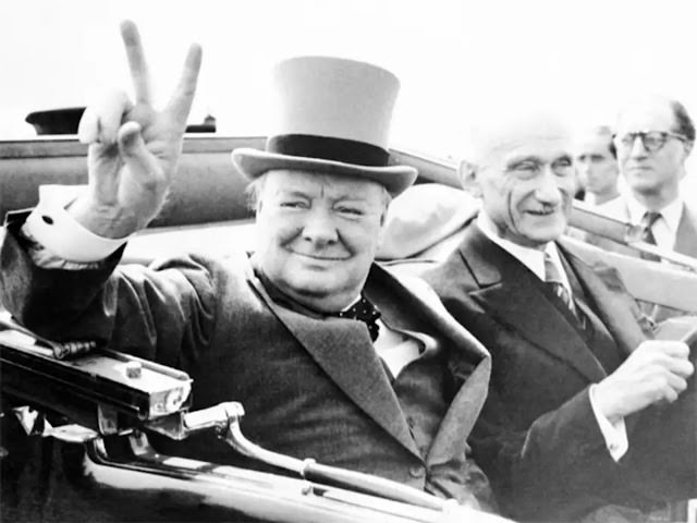 The British Prime Minister Winston Churchill’s Trademark “V for Victory” Sign: A Symbol in Wartime