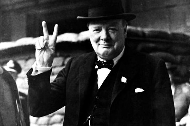 The British Prime Minister Winston Churchill’s Trademark “V for Victory ...