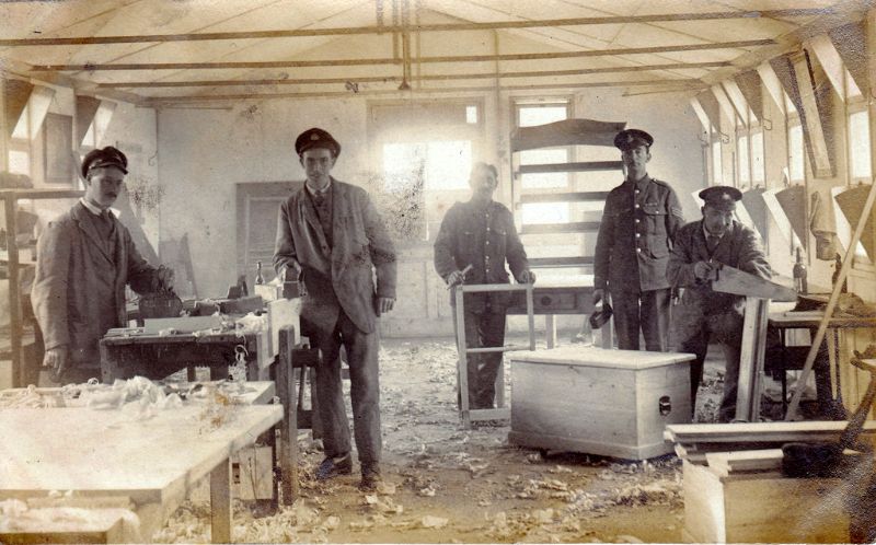 In the carpenters’ shop, Addington Park Military Hospital, London