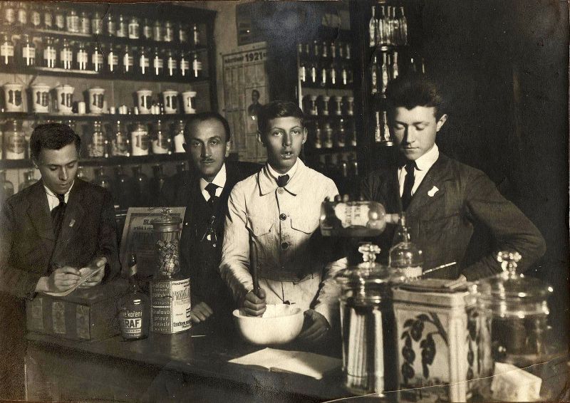 People at a drugstore in Kutná Hora, Czech Republic
