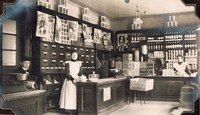 Inside a store in Germany from the early 20th century