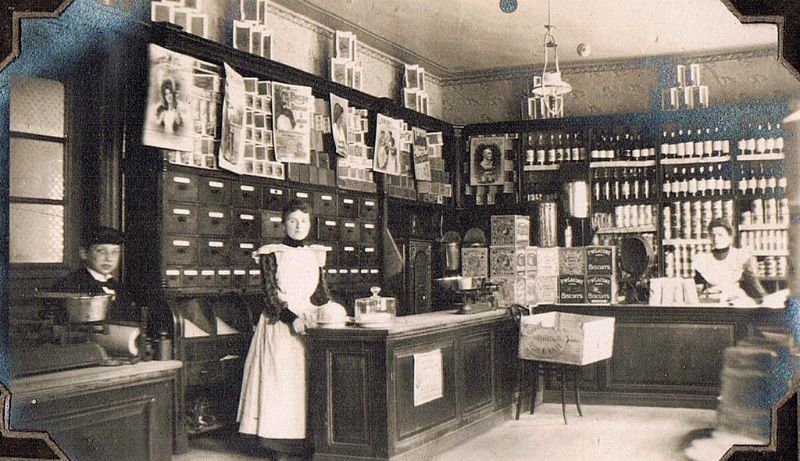 Inside a store in Germany from the early 20th century