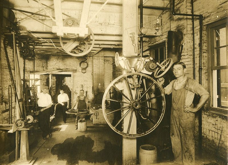 The wheelwright shop in the Carl Spoerer’s Sons factory located at numbers 901-909 South Carey Street, Baltimore