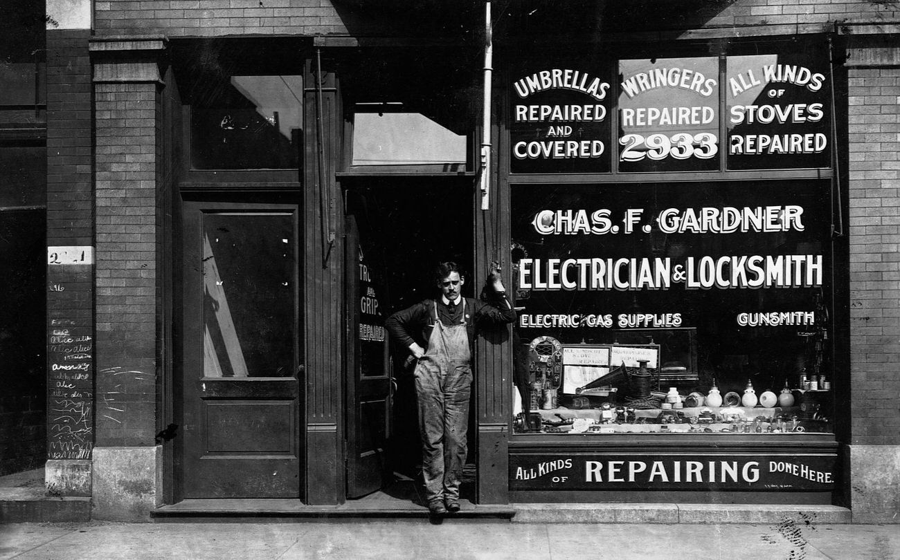 African American Locksmith and Electrician Shop, Chicago, 1900