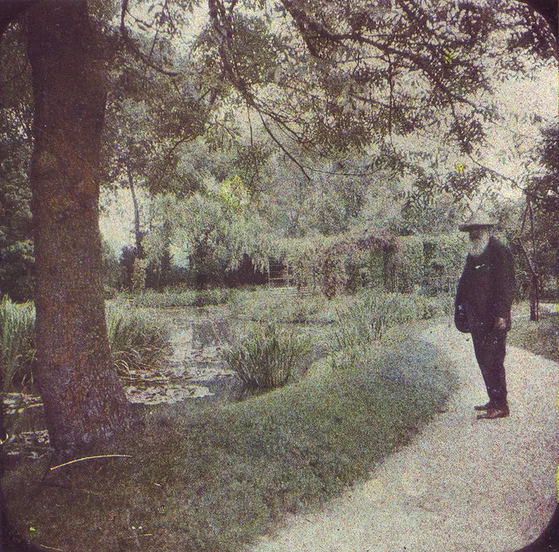 Monet in his garden at Giverny, c. 1917.