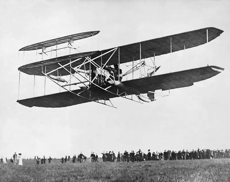 The Wright Brothers demonstrate their model a plane, 1910s.