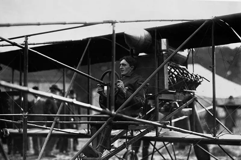 Charles K. Hamilton in an early model airplane.