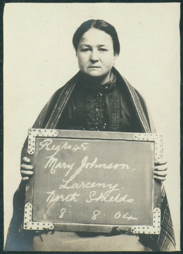 Mary Johnson arrested for larceny, 8 August 1904.