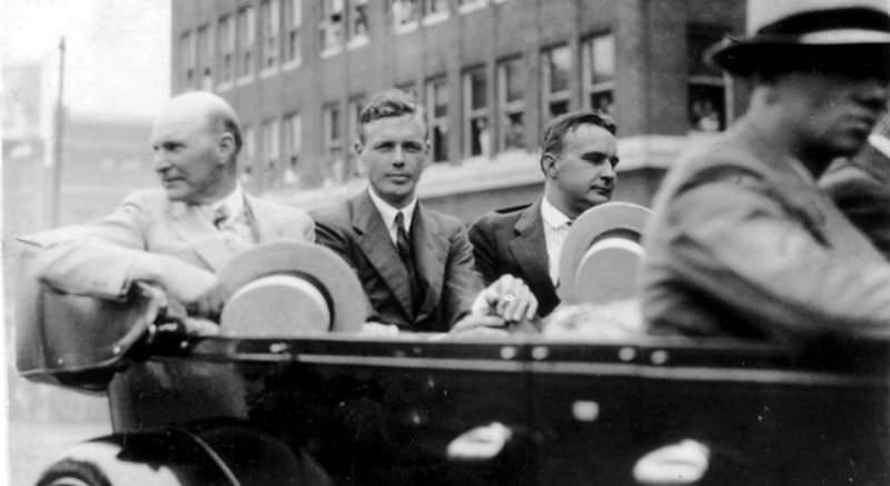 Lindbergh, in one of the many parades in his honor, in Hartford, Connecticut.