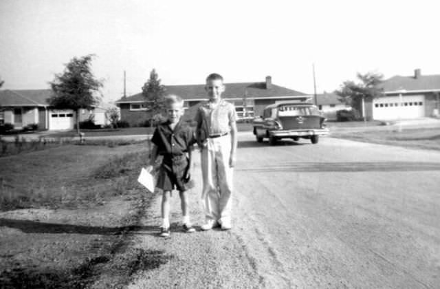 Two brothers about to start the new school year, circa 1964