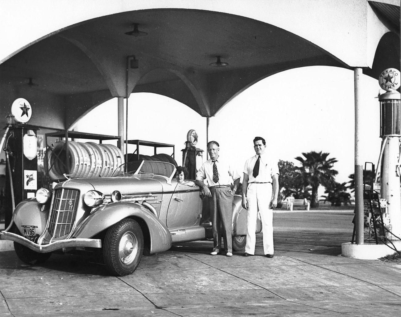 Ab Jenkins, Salt Lake City mayor, known for setting land speed records with his Duesenberg "Mormon Meteor," 1935.