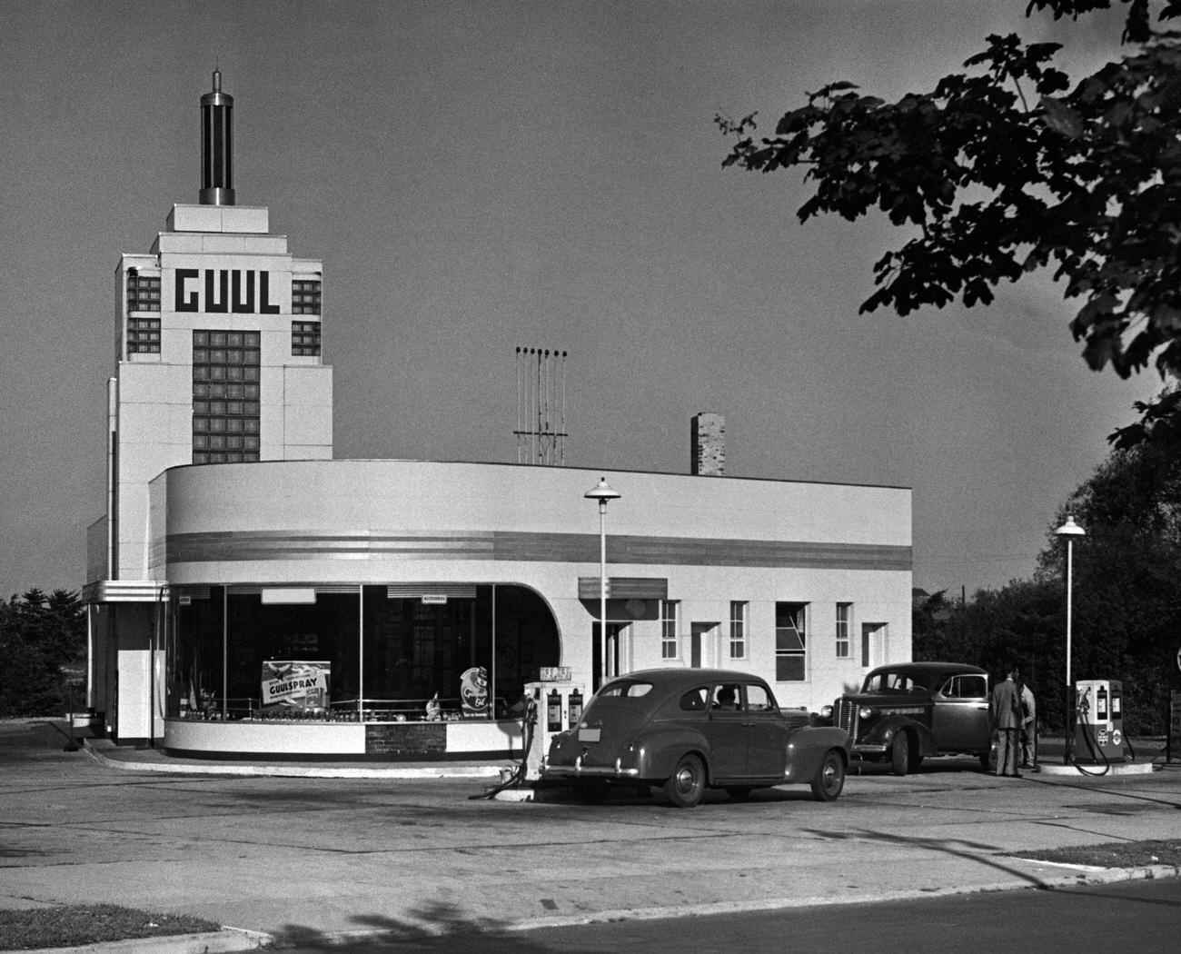 Vintage Gasoline Station in the United States, 1950s