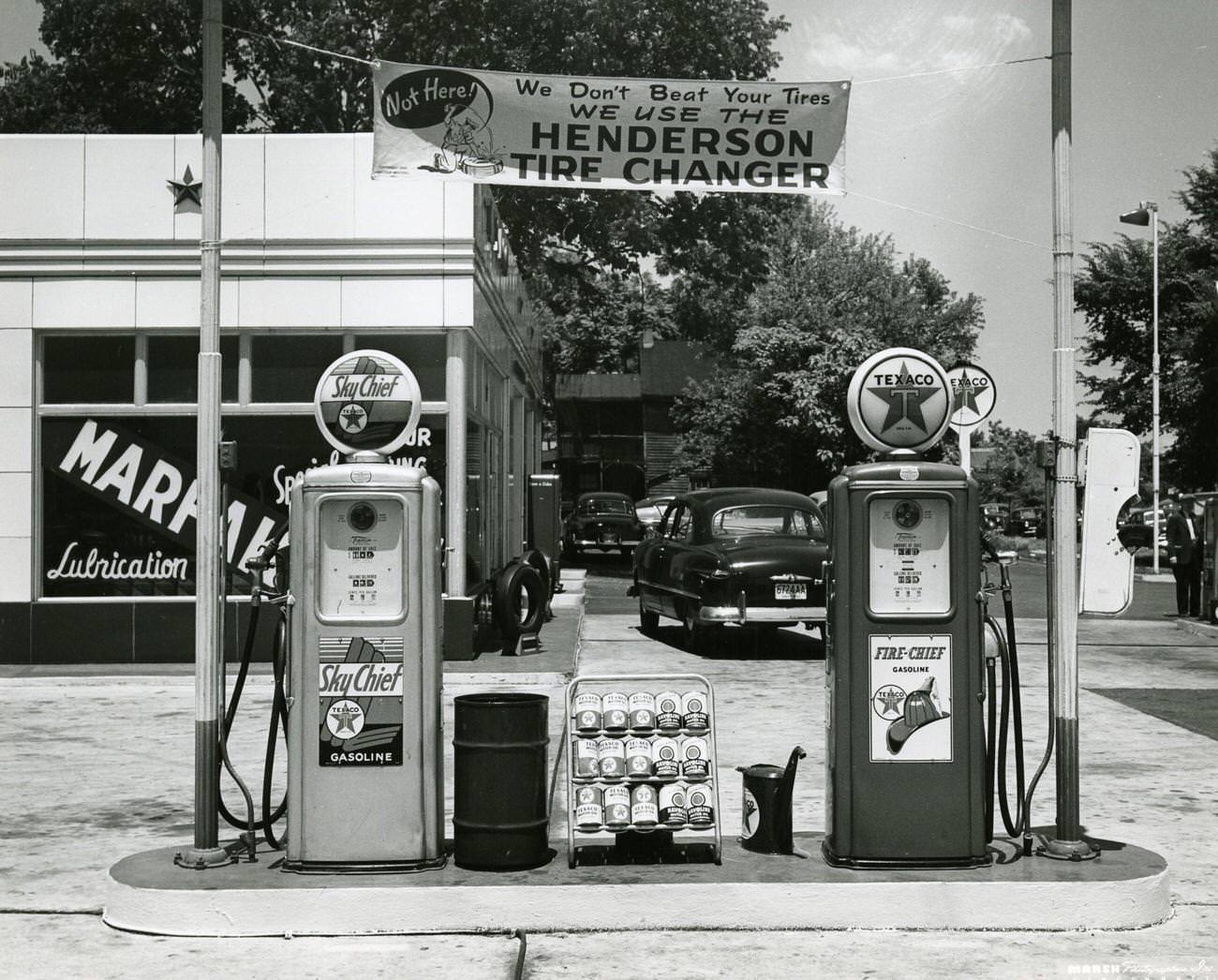Texaco Gas Station View, 1950s