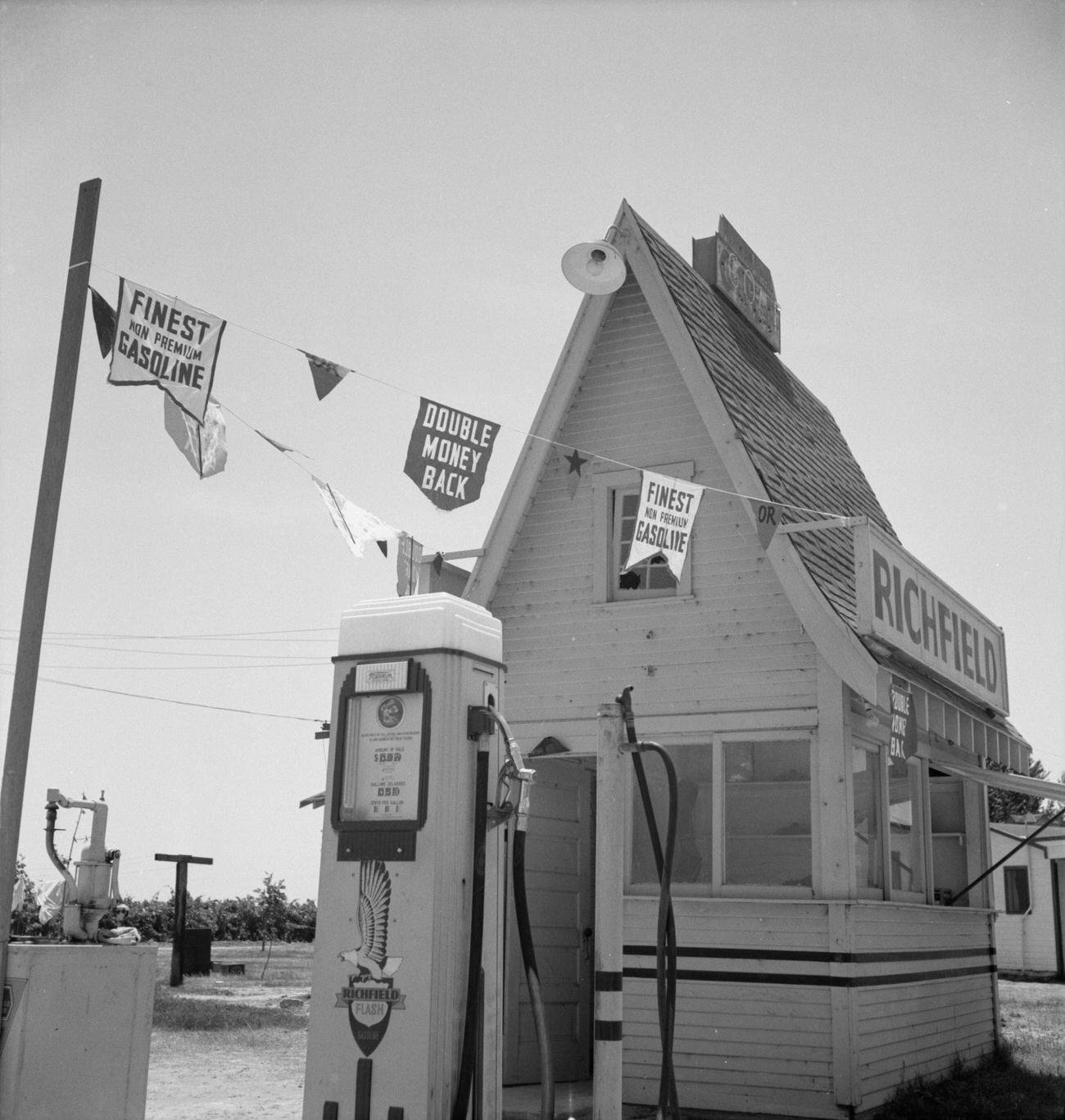 Array of Service Stations Between Tulare and Fresno on U.S. 99