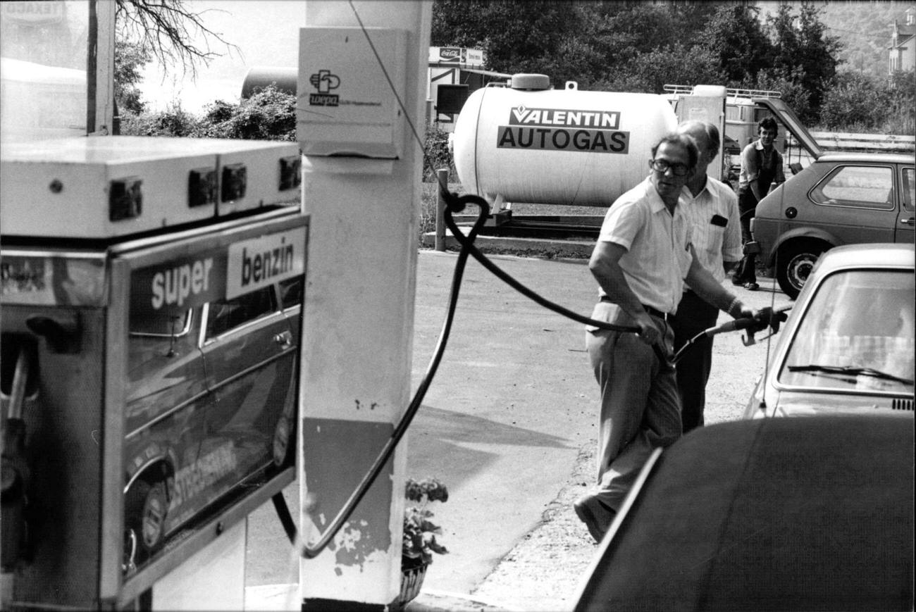 Gas Station in Sankt Goarshausen, Germany, Fueling a Vehicle