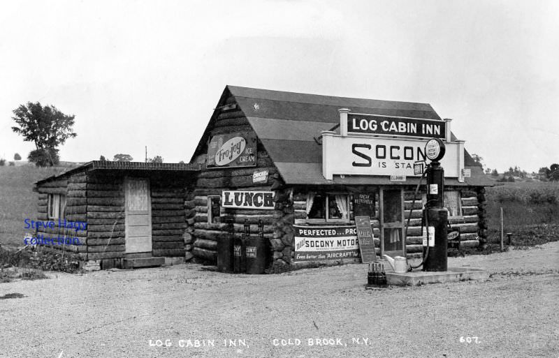 Log Cabin Inn located in Cold Brook, NY, 1930s.