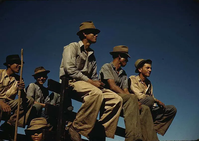 Sugar cane workers on lunch break, Rio Piedras, PR, 1941.