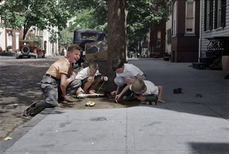 Street kids playing in Georgetown, D.C., 1935.