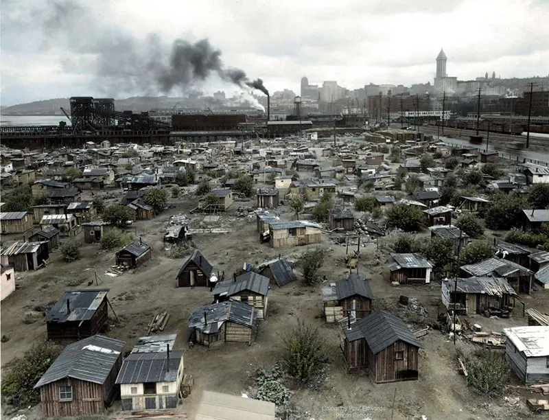 Hooverville shanty town near Seattle, WA, 1937.